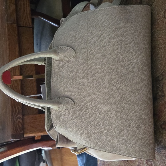 Anna Paola NWT Italian Leather and Suede Tan Crossbody Satchel $500 Retail - Picture 7 of 16